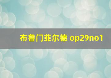 布鲁门菲尔德 op29no1